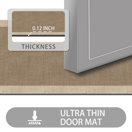 LYGLIGH Ultra Thin Door Mat Indoor Entrance, 1/10 in Thin Door Mats for Inside Entry, Non-Slip Rubber Backing Washable Doormat, Fade Resistant, Absorbent, Low Profile Dirt Trapper, 30"X17",Brown