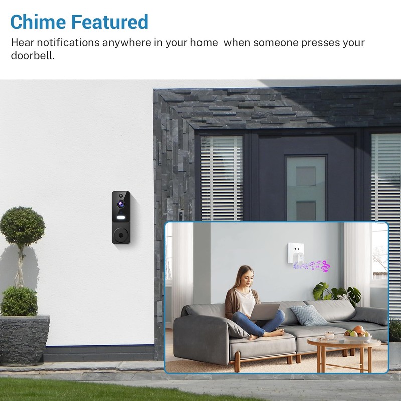 MeshSear Wireless Video Doorbell with Indoor Receiver, Enhanced Security with