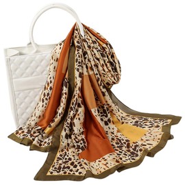 FAIRYGATE Scarf for Women UK Leopard Print Scarf Gifts Satin Silk Summer Travel Ladies Scarfs Extra Large Women Floral Shawl Oversize Scarves Soft Wraps for Evening Dresses 82021