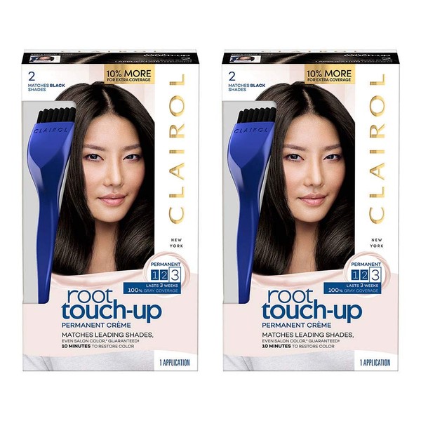 Clairol Root Touch-Up Permanent Hair Color Creme, 2 Black, 2 Count