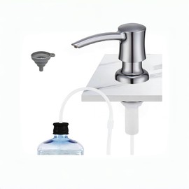Chrome Soap Dispenser for Kitchen Sink, Built in Sink Soap Dispenser, Countertop Dispenser Pump with 320ml Bottle,47.2" Silicone Long Tube for 7.9 "- 13.8" High Capacity Bottle Mouths