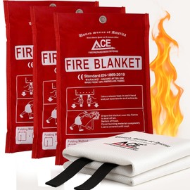Fire Emergency Fire Blanket - 3-Pack - Fire Suppression Blanket for Kitchen, 40” x 40” Fire Blanket for Home, Fiberglass