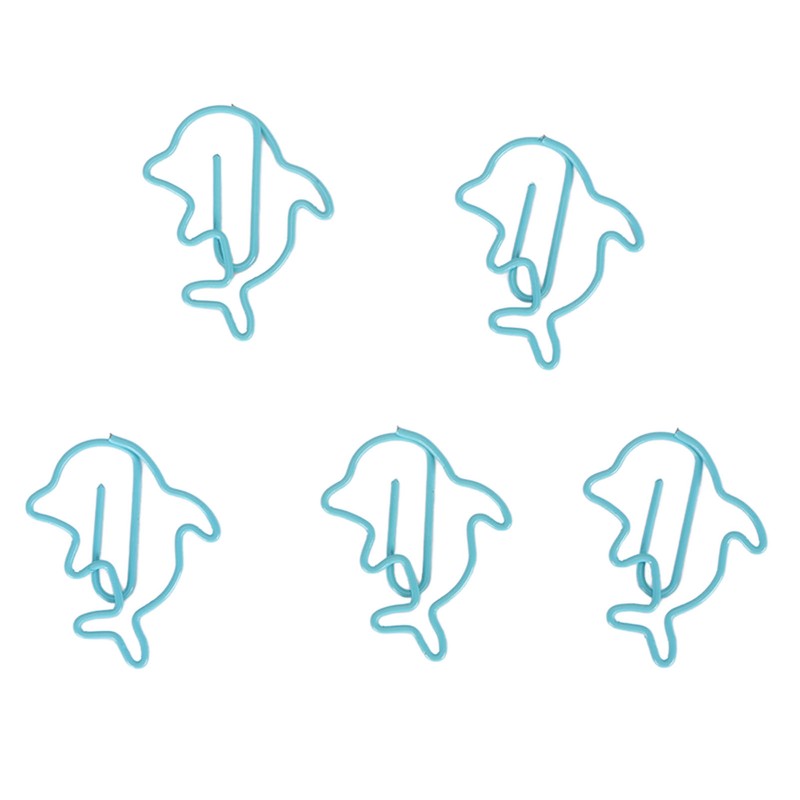 100Pcs Cute Paper Clips Blue Dolphin Style Exquisite Color Strong