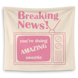 QGFM Trendy Pink Preppy Tapestry, Inspirational Tapestry, You're Amazing Sweetie Tapestry Wall Hanging for Girls Room Bedroom College Dorm Decor, Preppy Room Decor, Pink Room Wall Decor, 50x60 Inches
