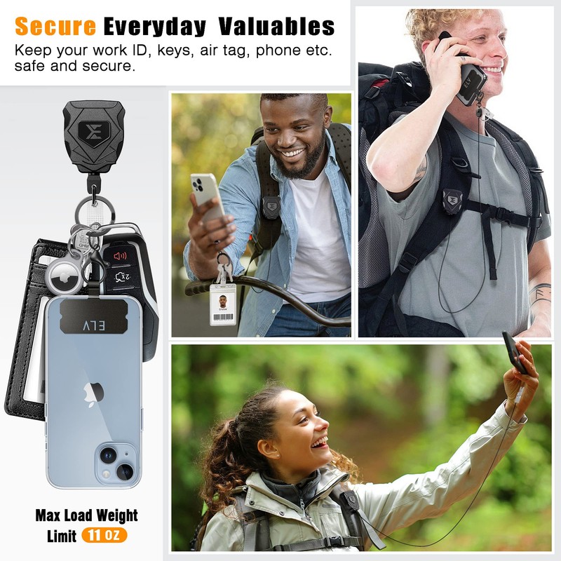 ELV Heavy Duty Retractable Keychain with Interval Locking and Belt