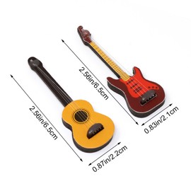 yueton 2PCS Mini Guitar Funny Small Musical Instrument Model for Birthday Gifts