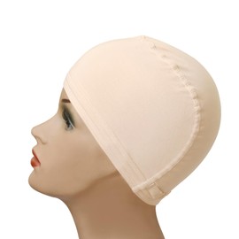 YANTAISIYU Bamboo Fiber Wigs Cap Soft Breathable Fiber Wigs Cap with Adjustable Strap Wig Liner Cap for Wig (Beige)