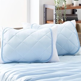 Bon Furniture Pillow Pad, Cooling Feel, Set of 2 in Same Color, 19.7 x 17.7 inches (50 x 45 cm), Cool to Touch, Q-MAX 0.45, Antibacterial, Deodorized, Washable, Cooling Pad, Elastic Band Included,