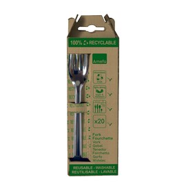Amefa Leaves 100% Recyclable Cutlery Forks Set 20 Pieces for Corporate and Party Cutlery 18/0 Polished Stainless Steel, Reusable, Dishwasher Safe