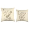 Kitsune Shamisen Minimalist Harajuku Japanese Fox Throw Pillow