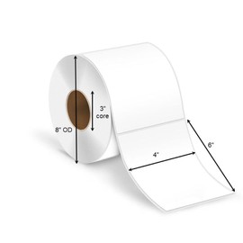 UAL Premium Direct Thermal Roll Label, 4" X 6", 3" Core, 8" OD, 1000/RL, 4 RL/CTN, 4000 Labels/Ctn, Perf Between Labels