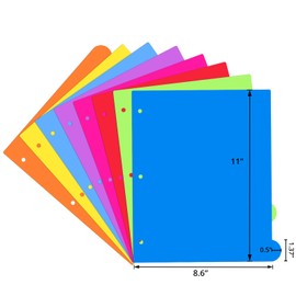 SUNQEBO Dividers for 3 Ring Binder, 8 Tab Vibrant Colors 3 Sets 24 Pcs Plastic Binder Dividers with Tabs, 3 Hole Punched Tab Dividers Letter Size for School Office, Assorted Bright Rainbow Colors