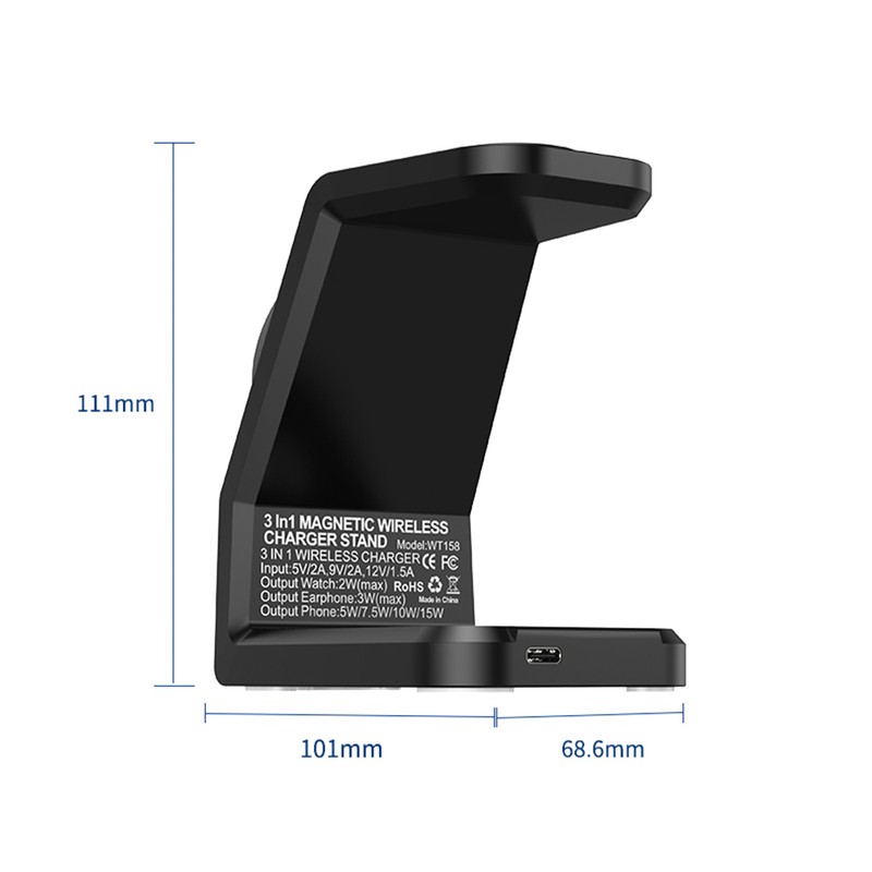 15W 3-in-1 Charging Station Magnetic Wireless Charging Stand Fast Charging