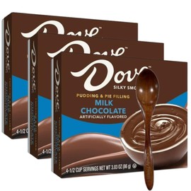 Candy Freezer Instant Pudding & Pie Filling Mix 3.03 oz Box (Pack of 3) with Wooden Spoon (DØVƐ Milk Chocolate) - Wooden Spoon