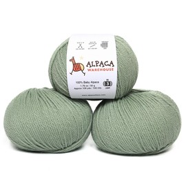 100% Baby Alpaca Yarn Wool Set of 3 Skeins DK Weight - Made in Peru - Heavenly Soft and Perfect for Knitting and Crocheting (Sage Green, DK)