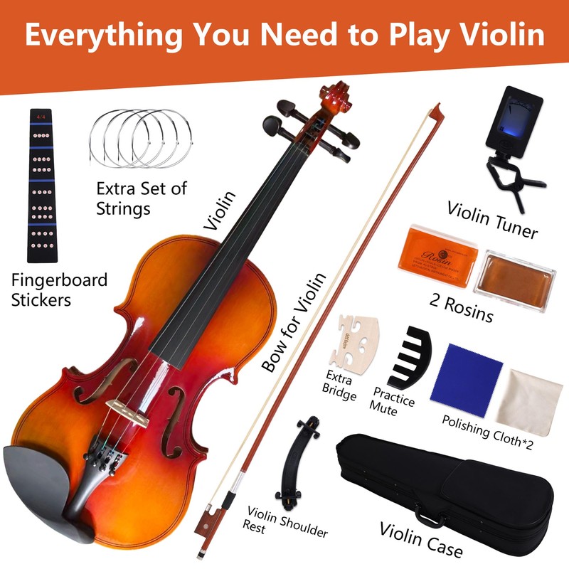 Beginner Violin,4/4 Violin Full Size For Adults,Students,Fiddle Set