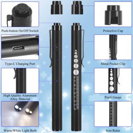 CAVN Rechargeable Pen Light with Pupil Gauge LED Penlights for Nurses