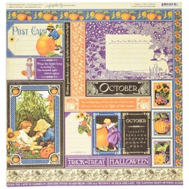 Graphic 45 Children's Hour Double-Sided Cardstock x 12-inch October Collective, Acrylic, Multicolour, 0.02x30.48x31.75 cm