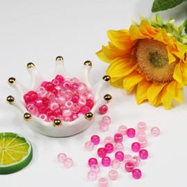 VOOMOLOVE 1000 PCS Pink Mix Pony Beads, Bracelet Beads, Beads for Hair Braids, Beads for Crafts, Plastic Beads, Hair Beads for Braids 6x9mm (Pink Mix)