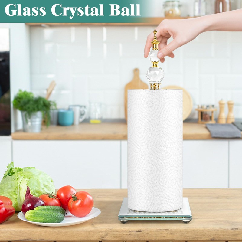 Crystal Paper Towel Holder Countertop, Gold Paper Towel Stand Non