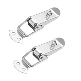 sourcing map Spring Loaded Toggle Latches, 90mm Length Stainless Steel 201 Hasps Clamps for Case Box Trunk Catches, Pack of 2 (with Lock Hole)