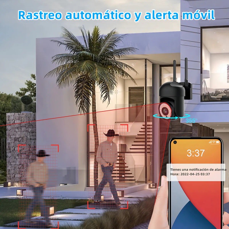 2pcs Cámara De Seguridad Exterior Wifi Foco Hd Visión Alarma