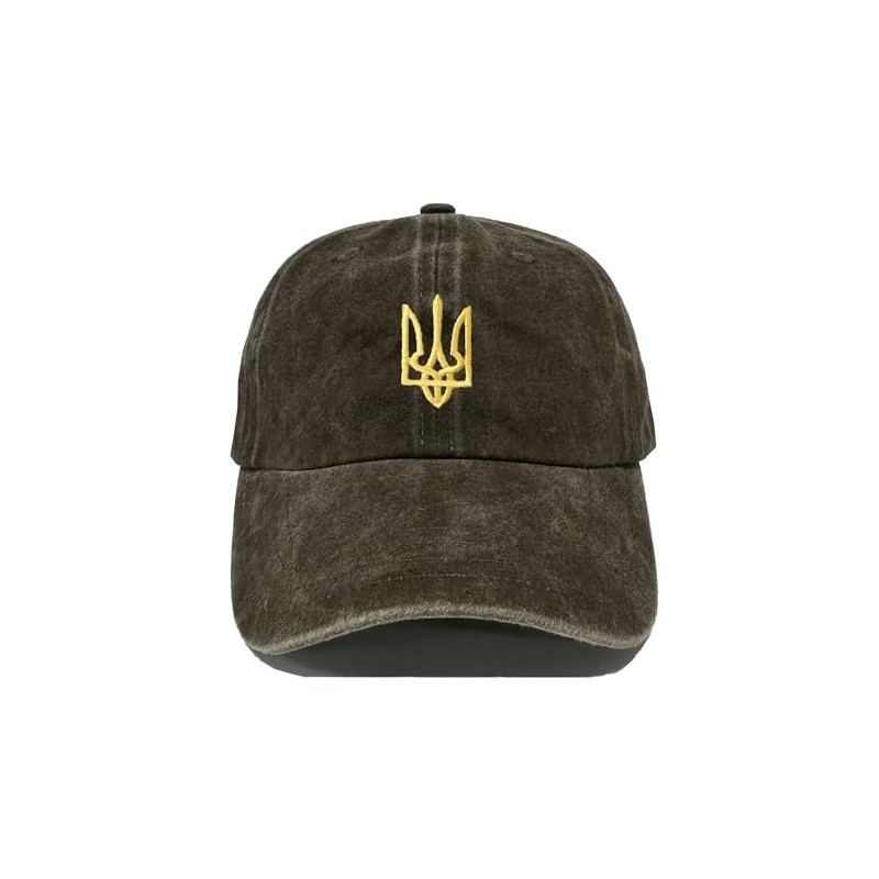 Giavuwn Embroidered Ukraine Hat Retro Vintage Washed Cotton Denim Baseball