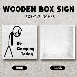 Funny Desk Decor Christmas Birthday Gifts for Camping Lovers Camper Camping Gifts for Men Women Unique Wooden Box Sign for Home Office Desk 5 X 5 Inch