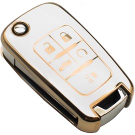 Key Fob Cover Compatible with Chevy Equinox Camaro Cruze Malibu Sonic Volt Spark Impala Buick Encore Allure TPU Remote Keyless Key Fob Case Protection Shell Accessories, Blue Gray