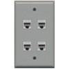 RiteAV - 4 Port Cat6 Ethernet Wall Plate - Gray
