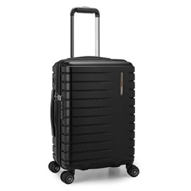 Traveler's Choice Archer Polycarbonate Hardside Spinner Luggage Set, Tie Down Straps, Black, Carry-On 21-Inch