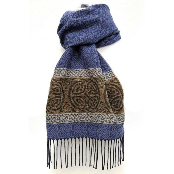 Ladies Celtic Scarf With Fringe, 45% wool and 55% chenille,