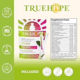 Truehope Multivitamin Nootropic Pouches with Inositol - Once-Per-Day EMPowerplus Ultimate Sticks - 30 Count (Sour Berry)