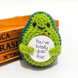 Fun Positive Energy Avocado Mini Crochet Avocado and Positive Energy Affirmation Card Good Luck Inspirational Novelty Gifts and Party Decorations Holiday Gifts