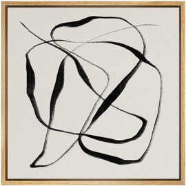 SIGNWIN Framed Canvas Print Wall Art Geometric Paint Stroke Ribbon Collage Abstract Shapes Illustrations Modern Art Decorative Contemporary Minimal for Living Room, Bedroom, Office - 16"x16" Natural