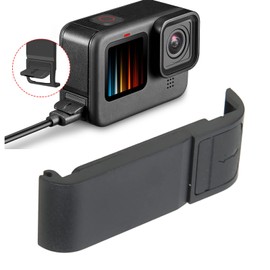 Reemplazo de la Cubierta Lateral del Compartimiento de la Batería de Plástico para la Cámara de Acción Negra 10 9 con Almohadilla de Goma y Puerto de Carga