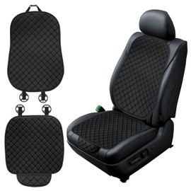 FAELNK Car Seat Cushion, Pack of 2, Universal Seat Covers, Front Seats, Car Seat Covers, Soft and Breathable, Non-Slip Underlay for Car Seat, Office Chair, Black (Black, Leather)