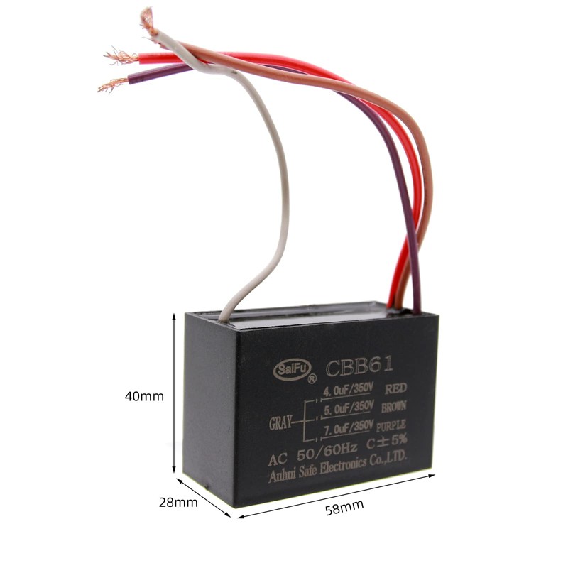 CBB61 4.5uf+5uf+7uf 4-Wire 350V AC Ceiling Fan Capacitor - 50/60