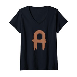Womens Creative Bold Letter A - Design - Alphabet - Leather V-Neck T-Shirt