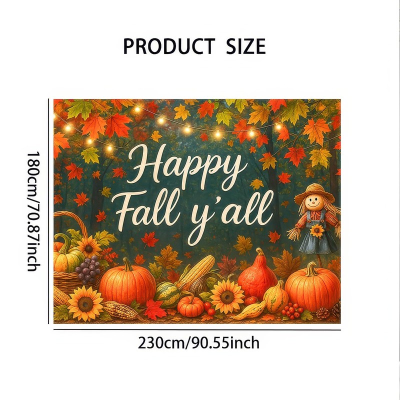 BlissYard Happy Fall Y'all Backdrop Autumn Scarecrow Sunflower Photography Backgroup