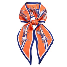 QIUTIMIY Silk Like Scarf for Women Neck Scarf Belt, Satin Scarf for Hair Tie Fashion Purse Scarf for Handbags Accessories Charm(Horse Orange)