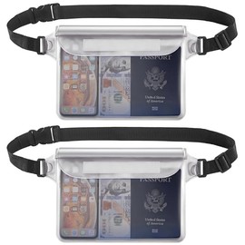 2 Pack Waterproof Pouch with Adjustable Waist Strap – Touch-Sensitive Dry Bag for Phone and Valuables, Ideal for Swimming, Snorkeling, Boating, Kayaking or Beach Activities