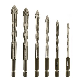 6 Pieces Eccentric Drill Bit with Four Groove and Saw Tooth, Four Flute Sawtooth Eccentric Drill Bit, 1/4 Hex Shank, Drill Bit Set with High Hardness Beveled Tip (4/5/6/8/10/12 mm, Yellow 6 Pieces)