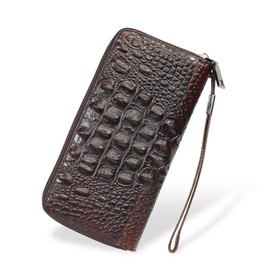 [PARTISAN] Cowhide Leather Wallet Men's Wallet Second Bag Long Wallet Alligator Pattern Crocodile Pattern Crocodile Style Men's Long Wallet Genuine Leather, Black