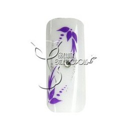 Purple Floral w/Rhinestone Pre-designed Acrylic/UV Gel Artificial/False French Nail Tips (70 pcs.)