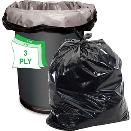 Aluf Plastics 20-30 Gallon 2 MIL (eq) Black Heavy Duty Trash Can Liners - 30" x 36" - Pack of 400 - For Contractor, Industrial, Commercial