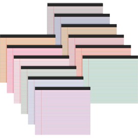 Lincia 12 Pads 11" x 9.5" Legal Pads College Ruled Notepad Landscape Pads of Paper Colored Lined Paper Pads 40 Sheets/Pad 80 GSM Assorted Colors Pastel Writing Pads for School Office (Cute Color)