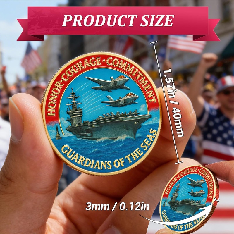 Navy 250th Anniversary Coin US 250th Commemorative Double-Sided Challenge Coin