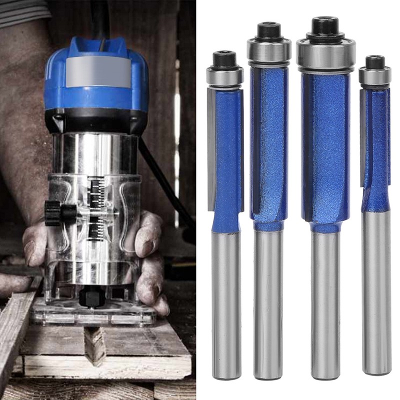4pcs 1/4 Inch Shank Straight Flush Trim Router Bit Woodworking