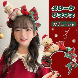 RidrificM8 Christmas Ornament 2024 Christmas Headband Bear Ribbon Knot Snowman Hair Ball Props Christmas Atmosphere Cosplay Women's Children Cute Accessories Bangs Closure Fancy Dress Party Goods Hair